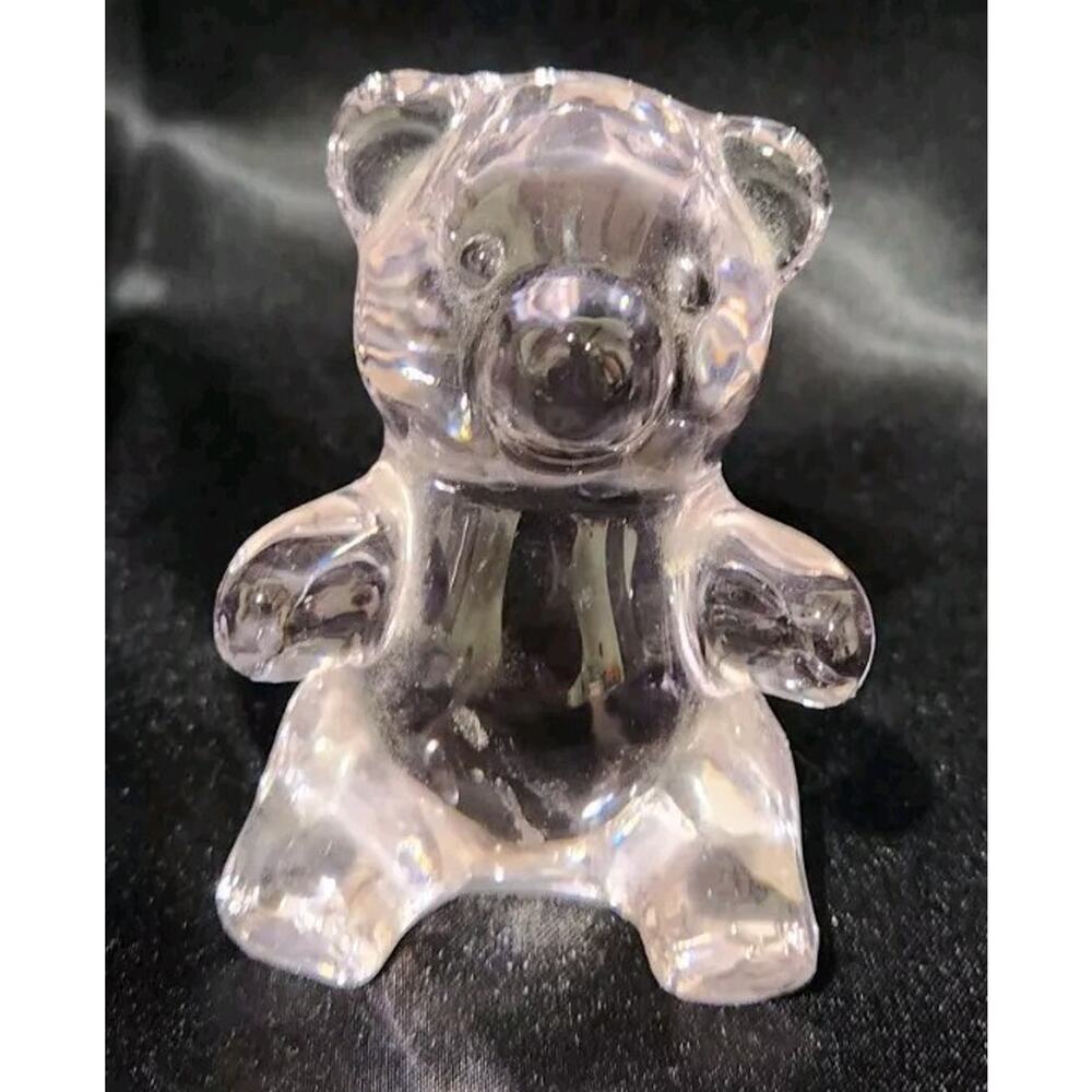 Vintage Oneida Clear Lead Crystal Teddy Bear Figurine Paperweight